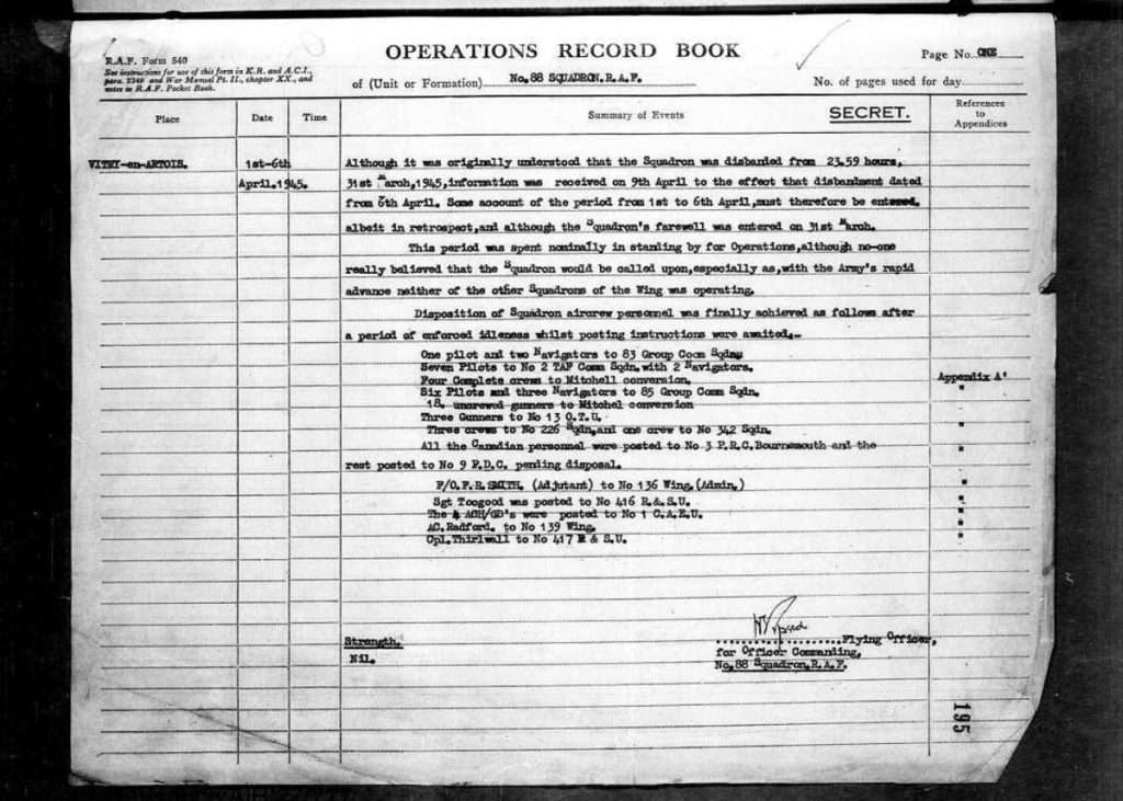 RAF 88 Squadron Records -1945