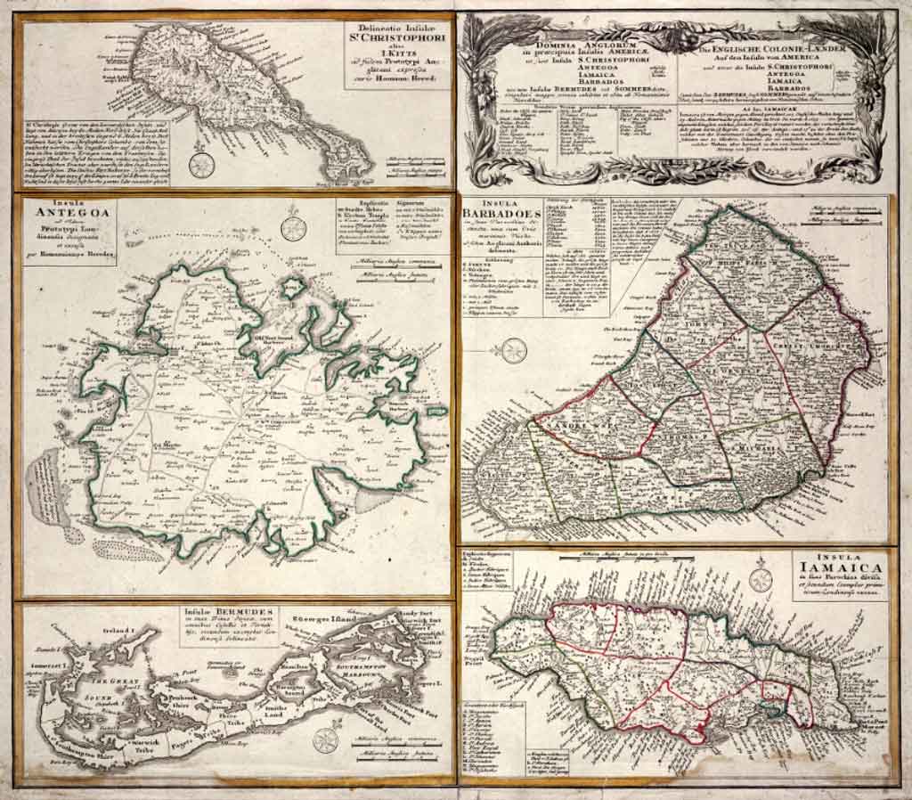 1759 Die Englische colonie Barbados map
