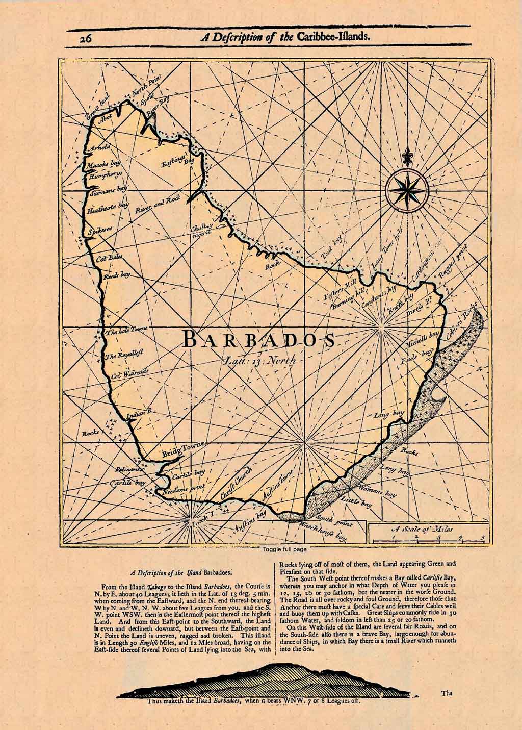 Topographic profile of Barbados map