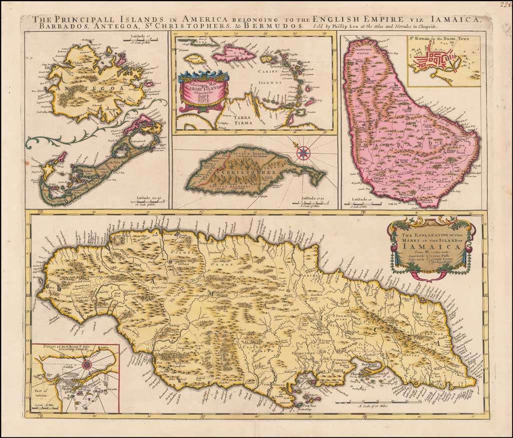 1696 Phillip Lea Barbados map