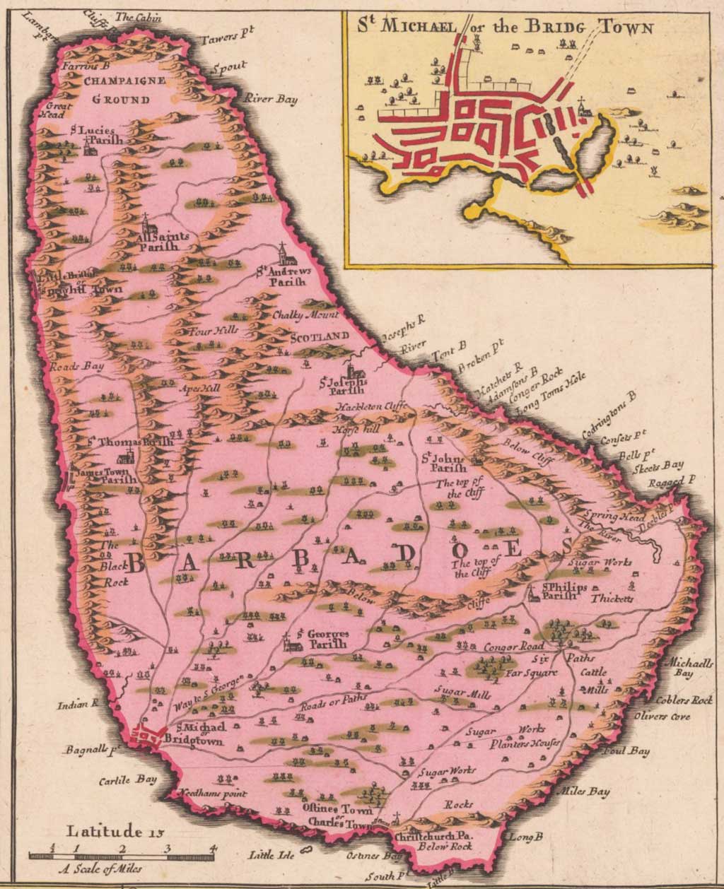 1696 Phillip Lea Barbados map