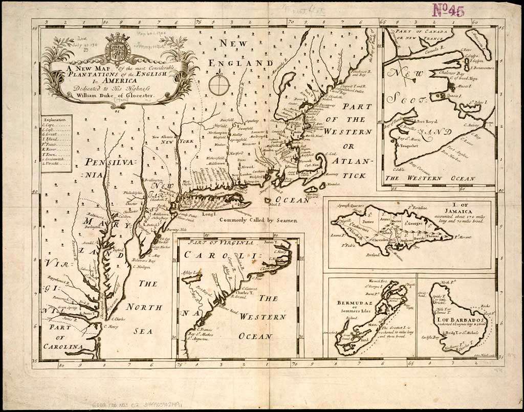 Wells map plantation in America 1700 map