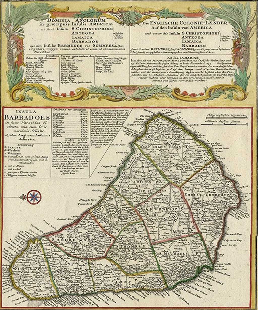 HOMANN (J.B., heirs) 1737 Barbados map