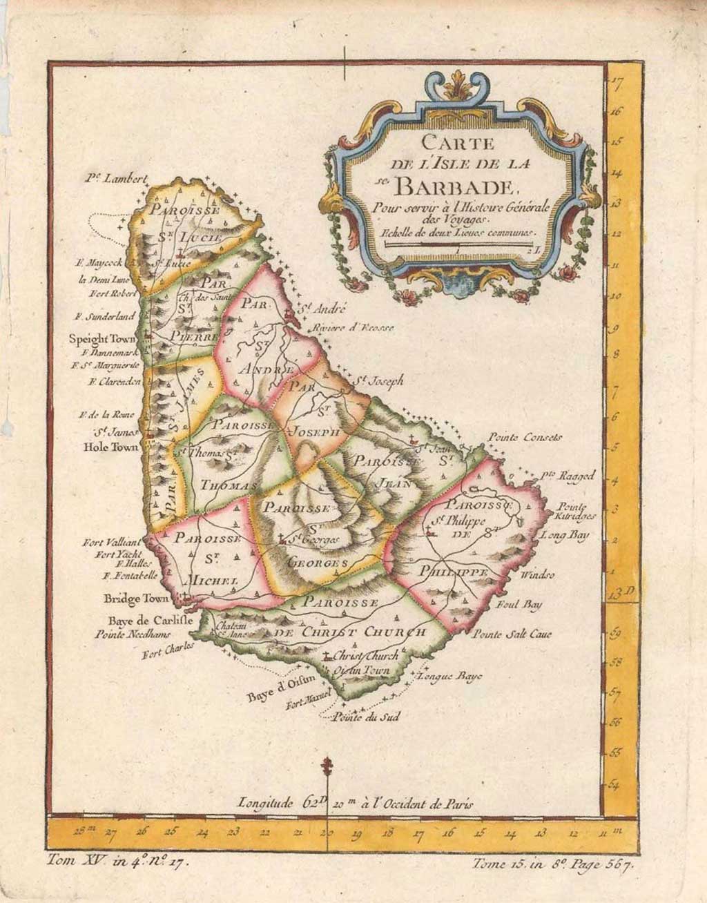 Carte Barbade 1758 Barbados map