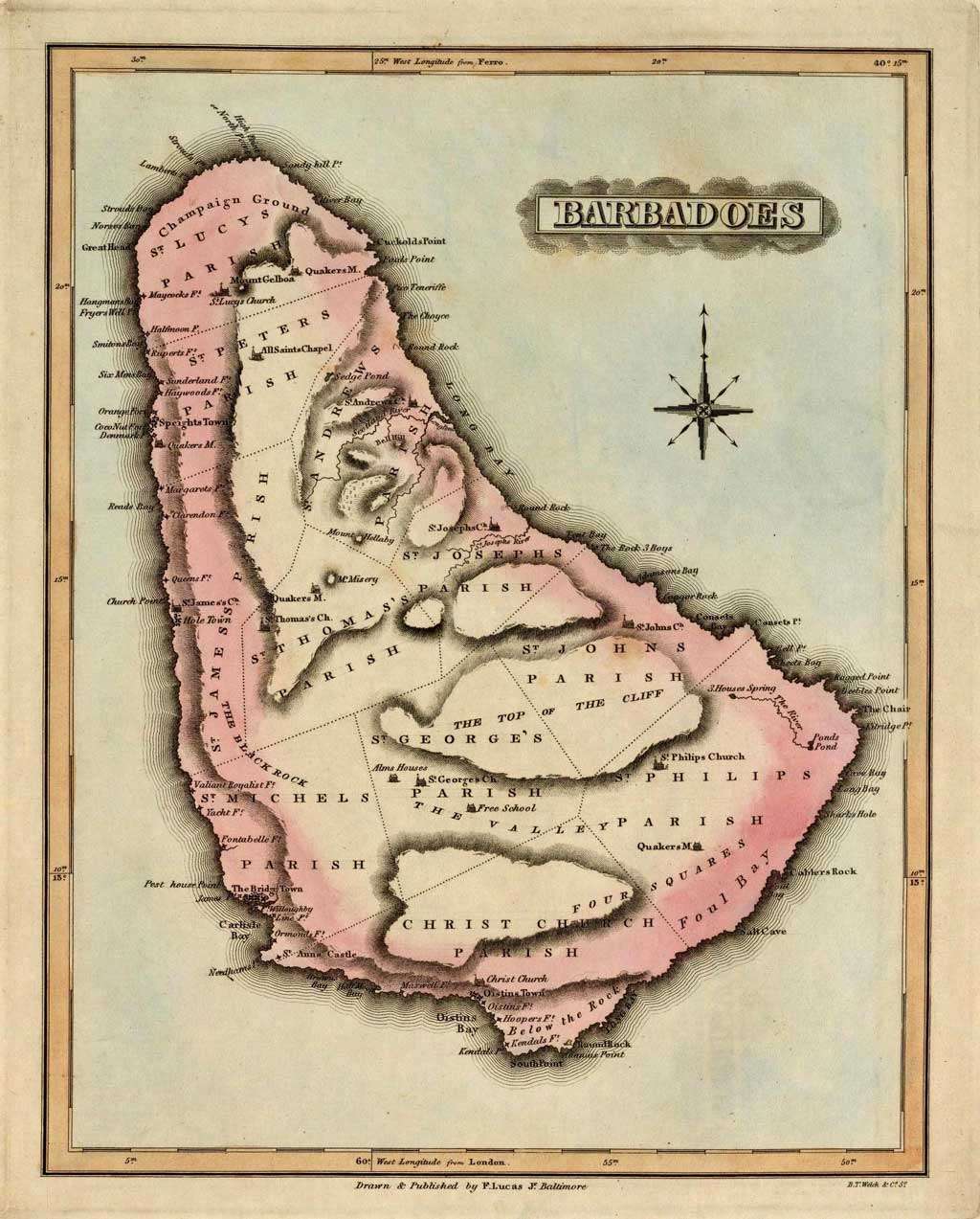 Lucas 1823 Barbados map