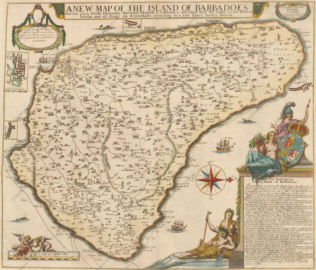 FORD (RICHARD) 1681-1682 Barbados map