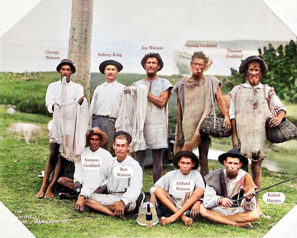 Siza Photo - 110 - Nine Fishermen, Bath Beach, East Coast, Barbados 1896- Colorized