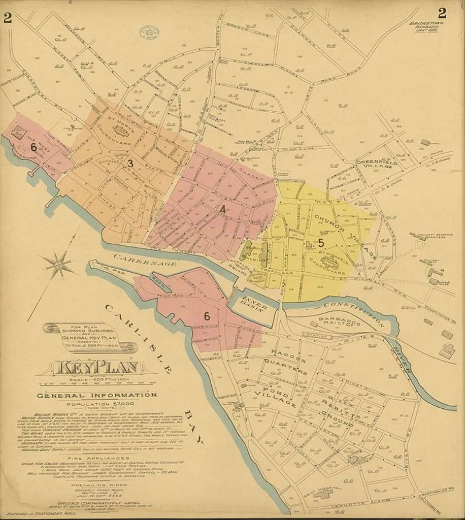 1895 Insurance Map Bridgetown, Barbados