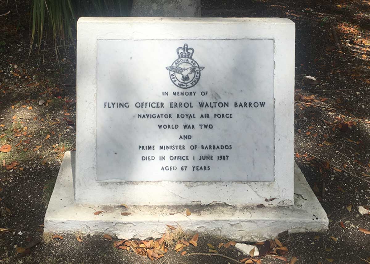 Errol Barrow's memorial tomb stone in the Barbados Military Cemetery