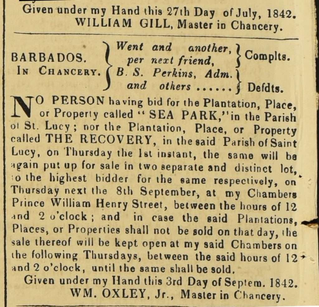 William Gill 1842 In Chancery Sale