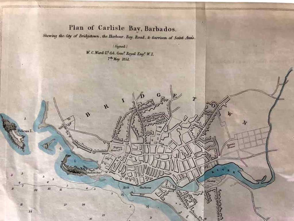 Lt. Col. W.C Ward, Plan of Carlisle Bay Barbados - 1851