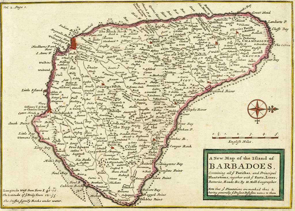 MOLL (HERMAN) 1717 Barbados map