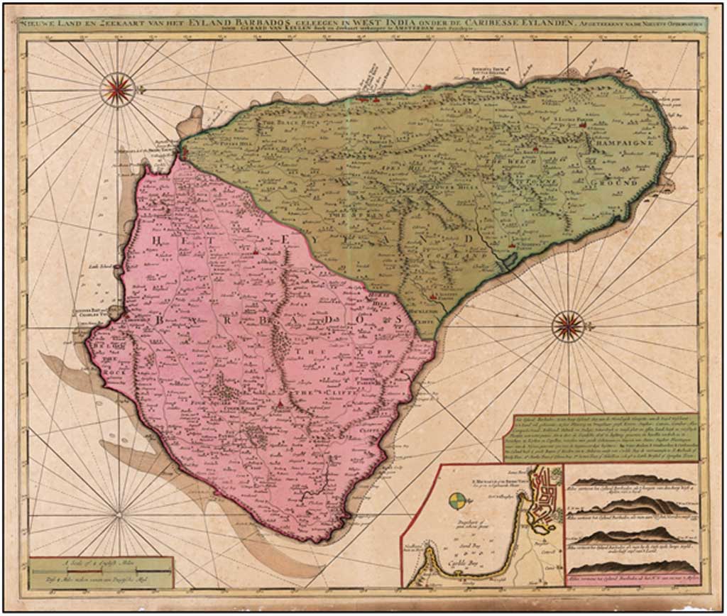 VAN LEULEN (GERARD) 1740 Barbados map