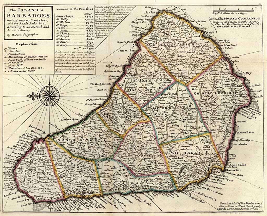 MOLL (HERMAN) 1729 Barbados map