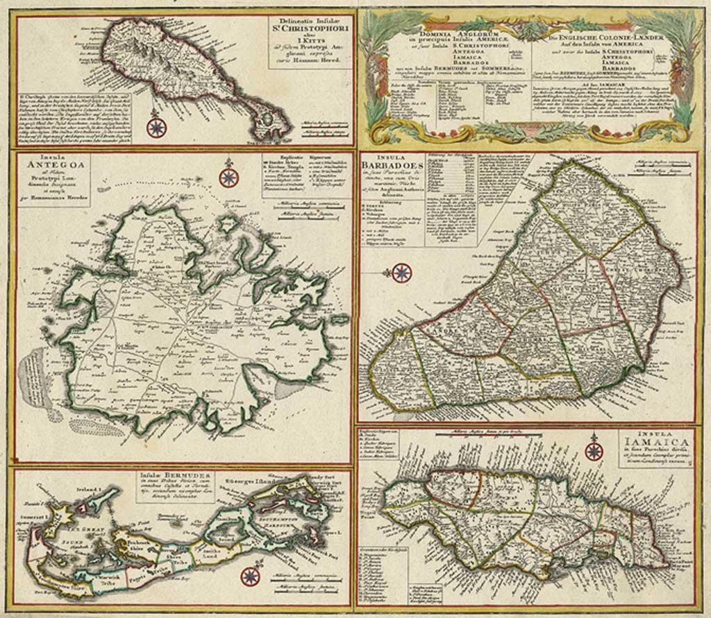 HOMANN (J.B., heirs) 1737 Barbados map