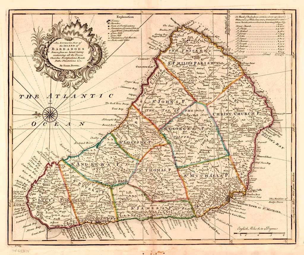 BOWEN 1752 Barbados map