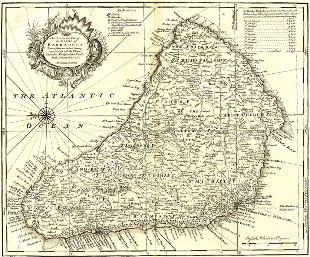 BOWEN (EMANUEL) 1747 Barbados map