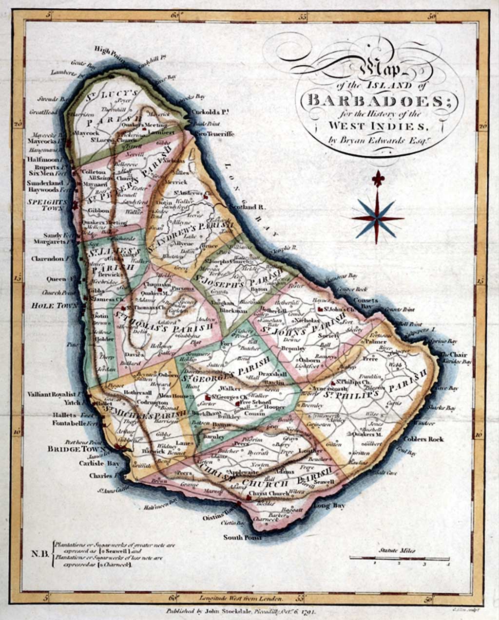 EDWARDS (BRYAN) 1791 Barbados map