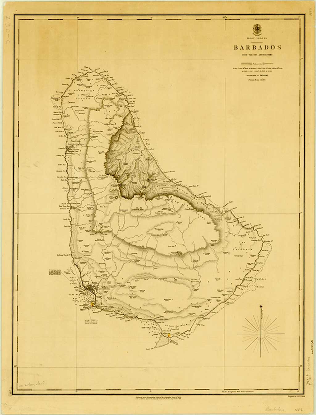 ADMIRALTY CHART 2485 - 1856 Barbados
