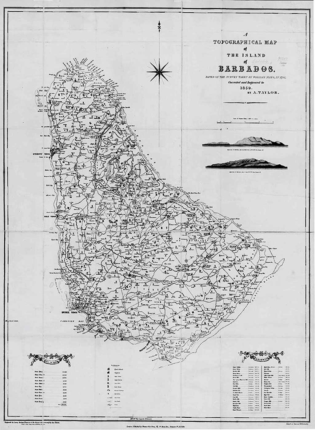 TAYLOR (A.) 1859 Barbados map