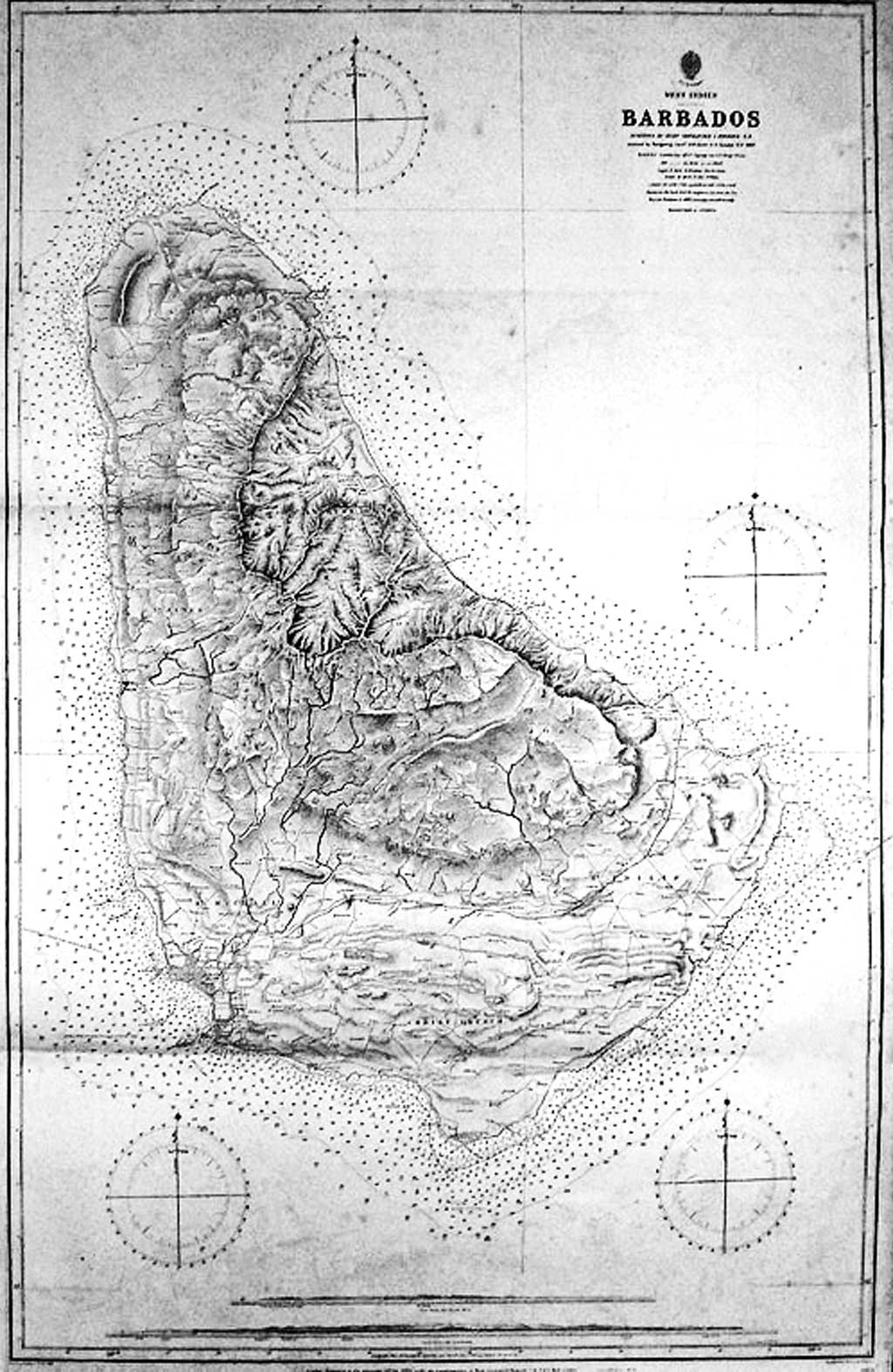ADMIRALTY CHART 1873 Barbados