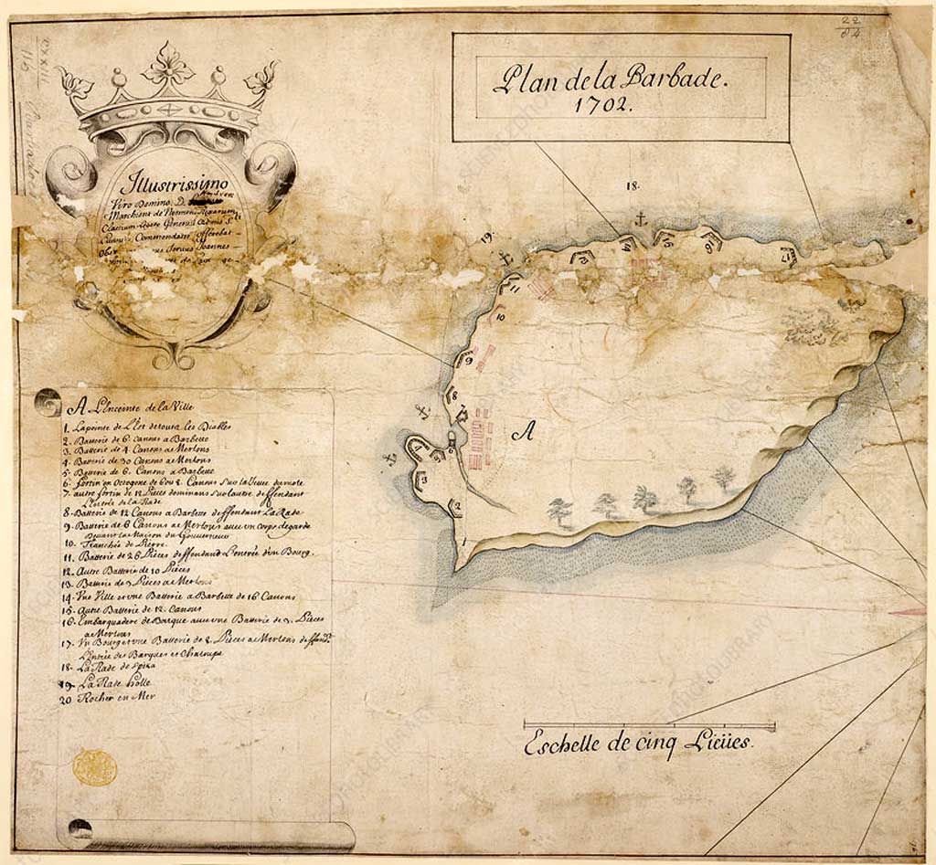 Plan de la Barbade 1702