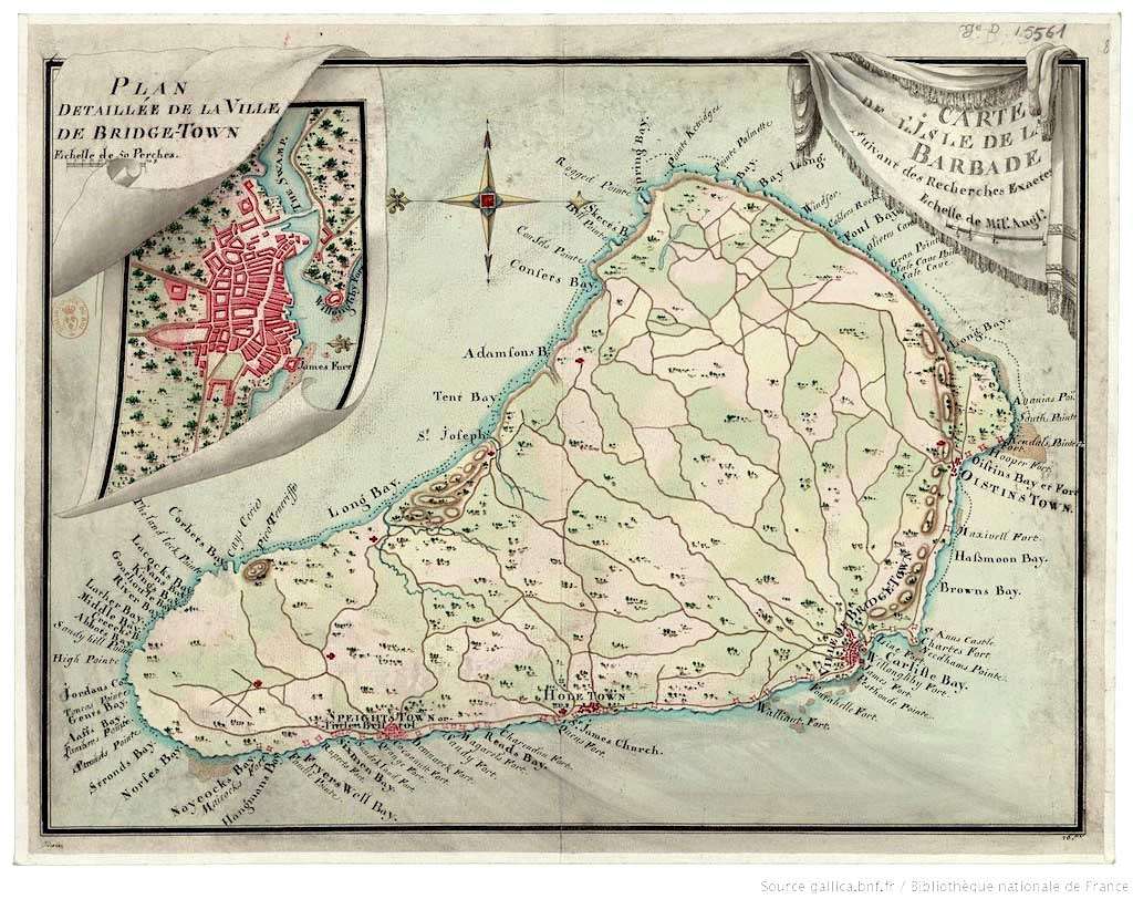 French maps of Barbados 1782 NICHOLAS Carte de l'Isle de la Barbade