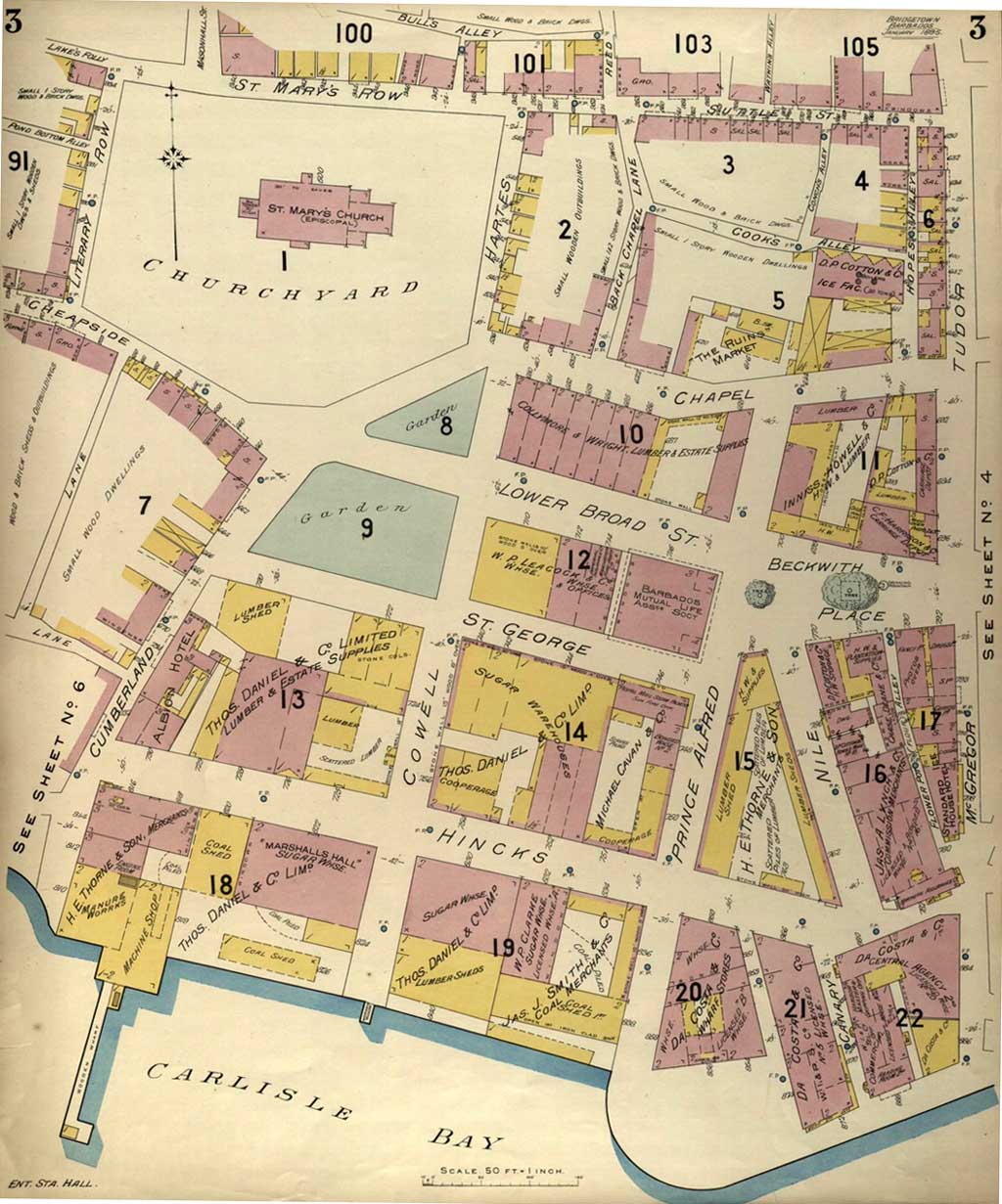 1895 Insurance Map Bridgetown, Barbados