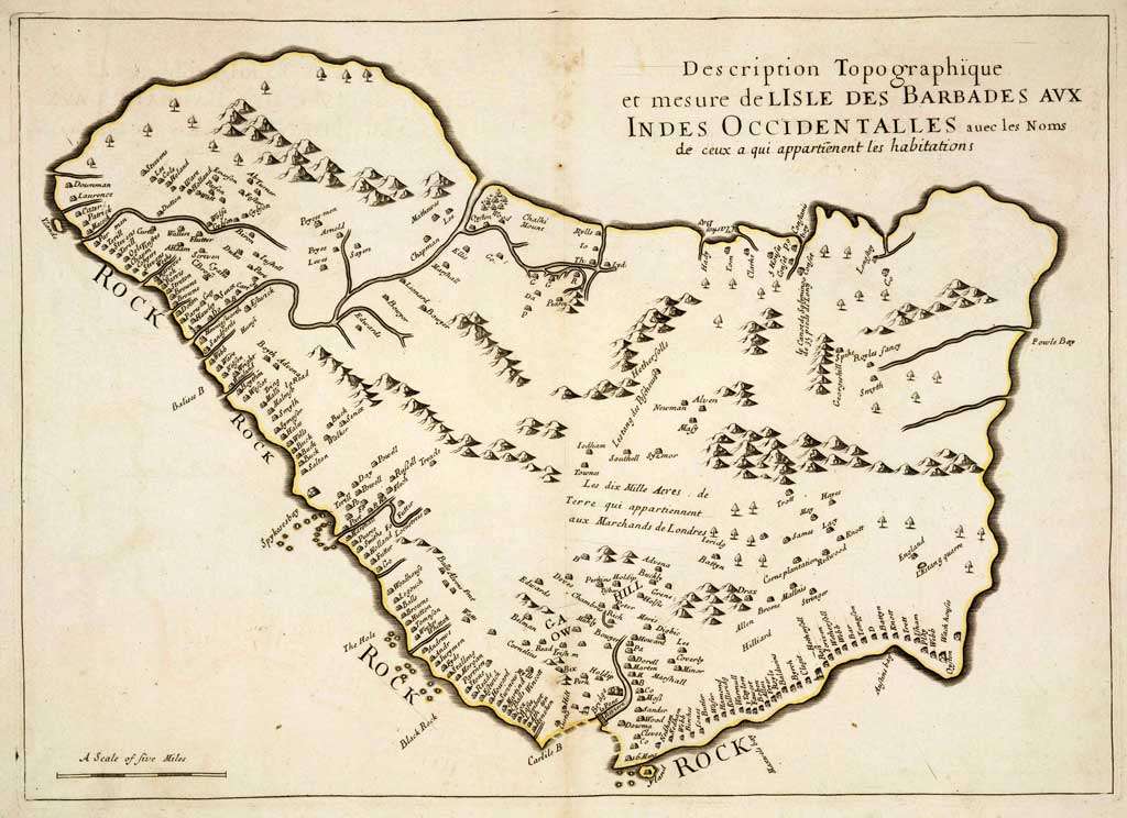LIGON (RICHARD) 1674 Barbados map