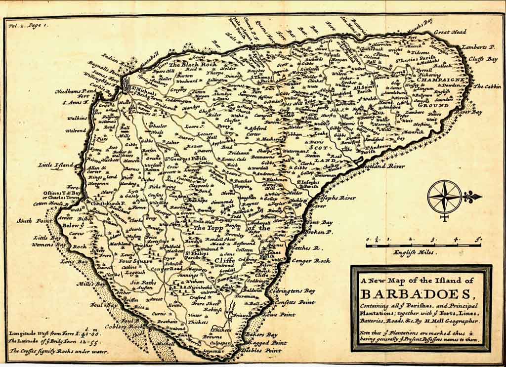 Herman Moll 1708 map Barbados