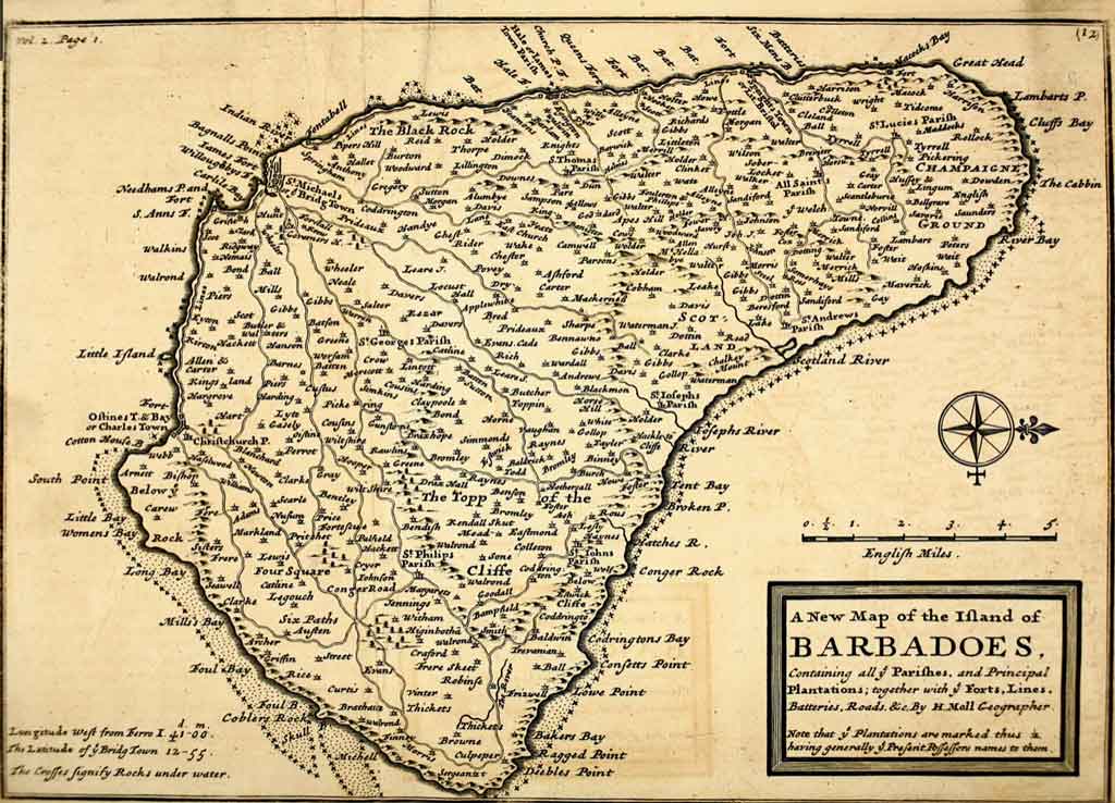 Herman Moll 1741 map Barbados