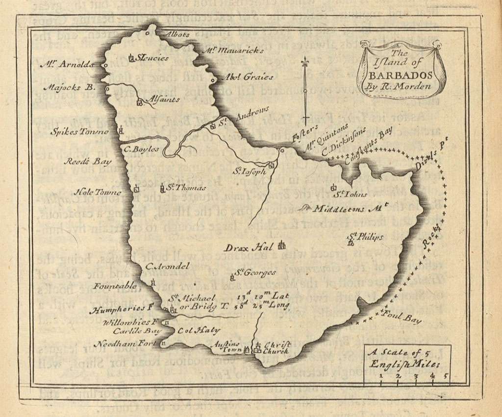 Robert Morden 1680 Barbados map