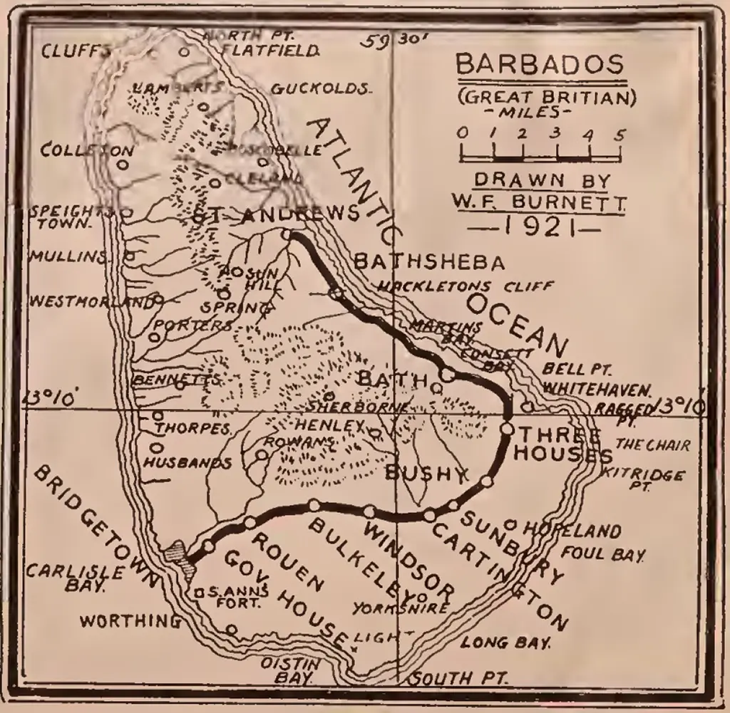 Barbados Railway drawn by WF Burnett 1921