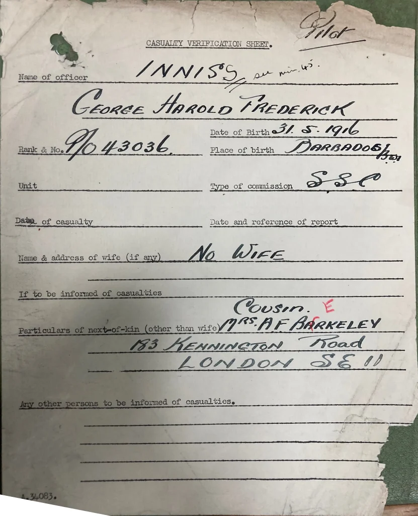 P/O George Harold Frederick Inniss - AD750 crash report file