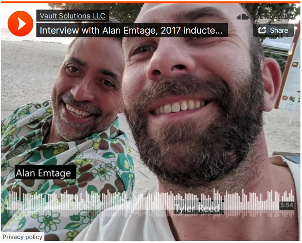 Alan Emtage being interviewed by by Tyler Reed from Vault Solutions