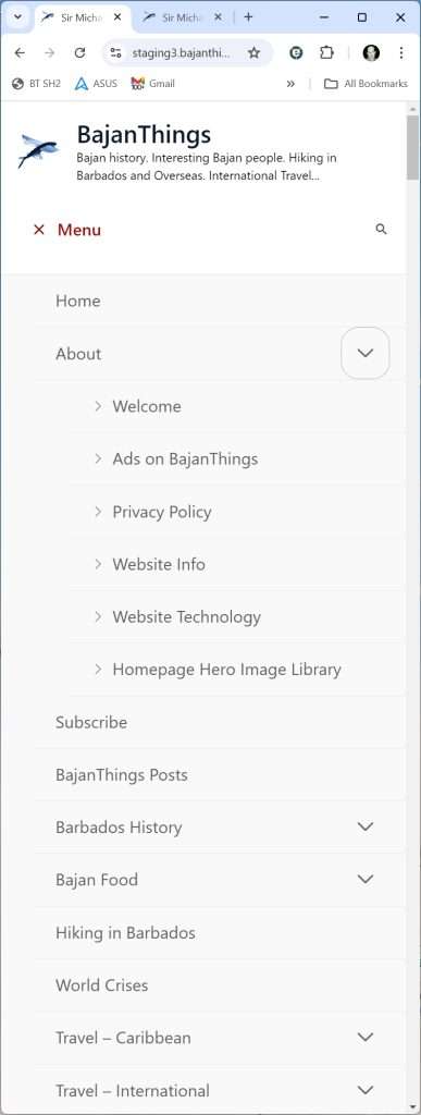 Mobile menu - Classic theme