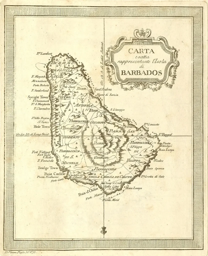 Giovanni Tommaso Masi 1777 Map of Barbados