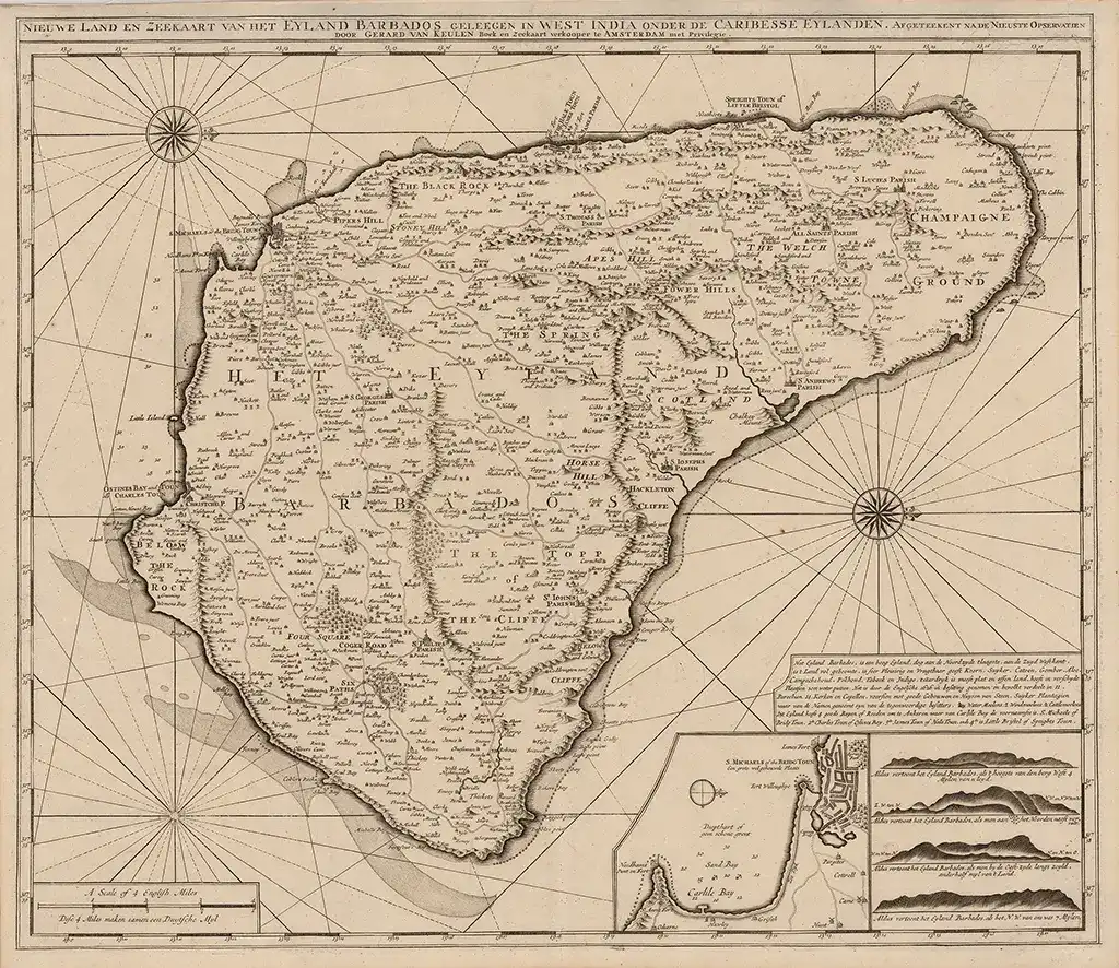 Gerard van Keulen 1753 Dutch sea chart of Barbados