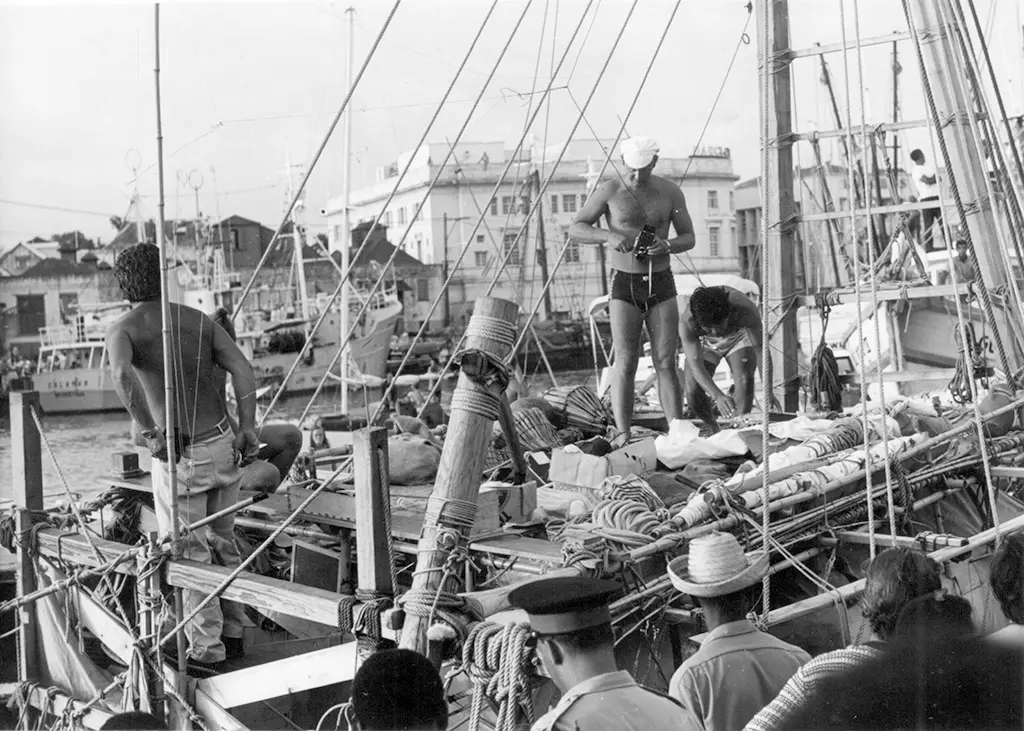 Ra II arrival in Barbados Careenage 12th July 1970