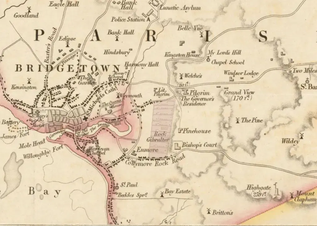 Location of Belleville based on Schomburgk's map of 1847