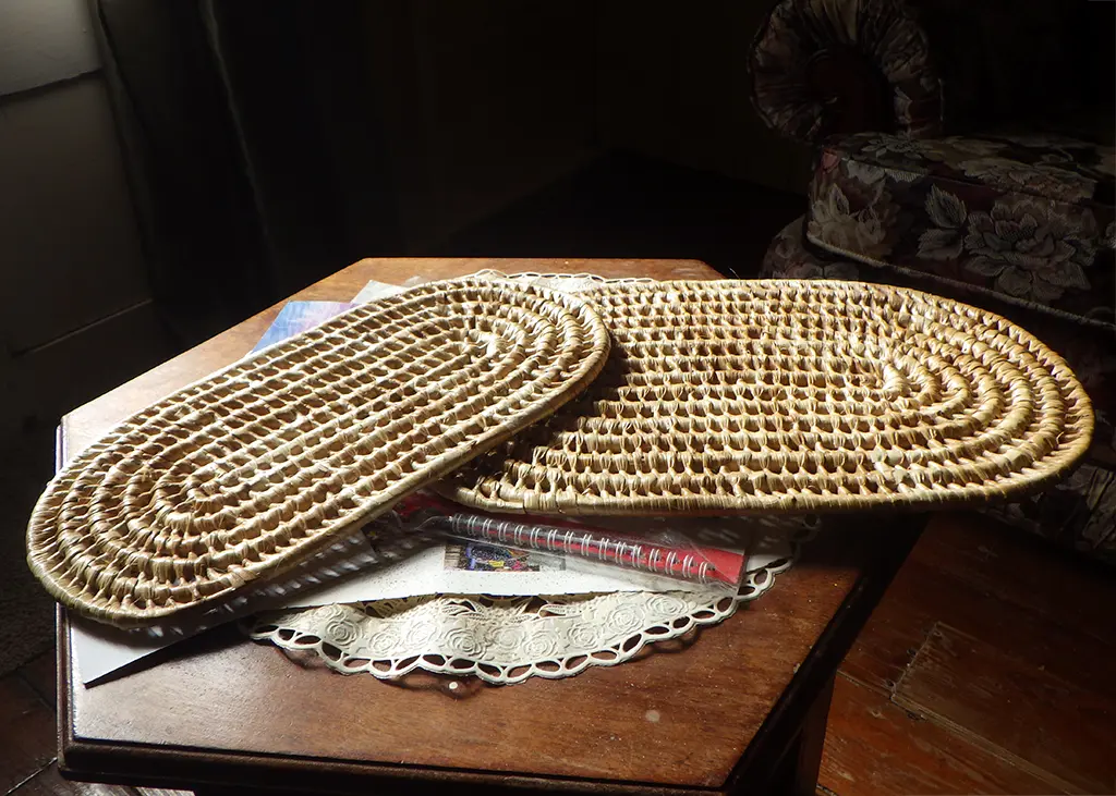 Some of Jean Forde's woven mats