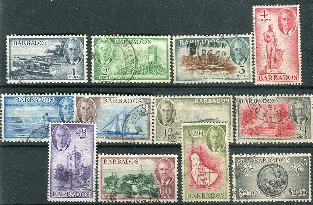 Barbados Local Motives series of stamps spanning multiple values